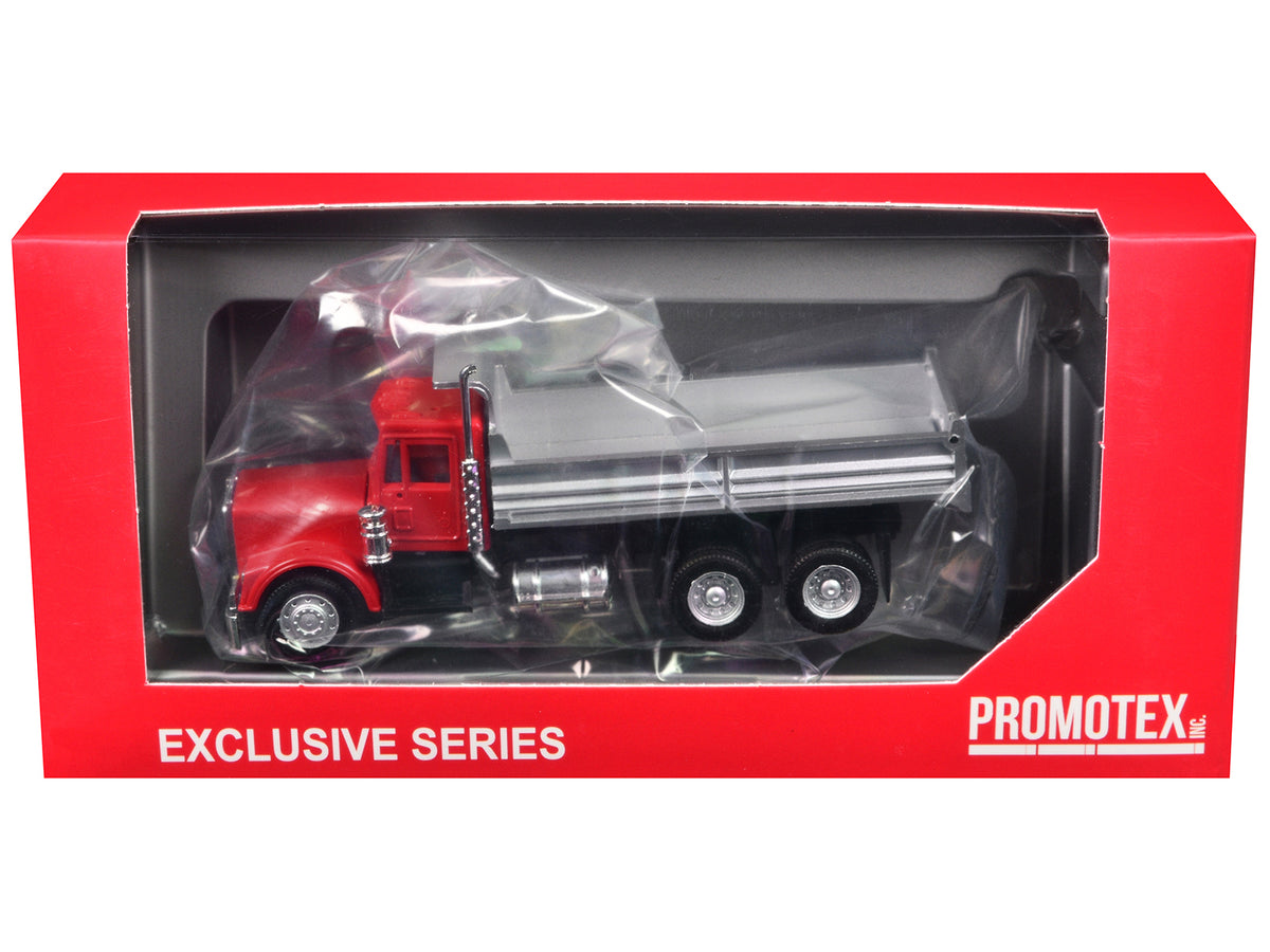 Peterbilt Dump Truck with Red Cab 1/87 (HO) Plastic Model by Promotex
