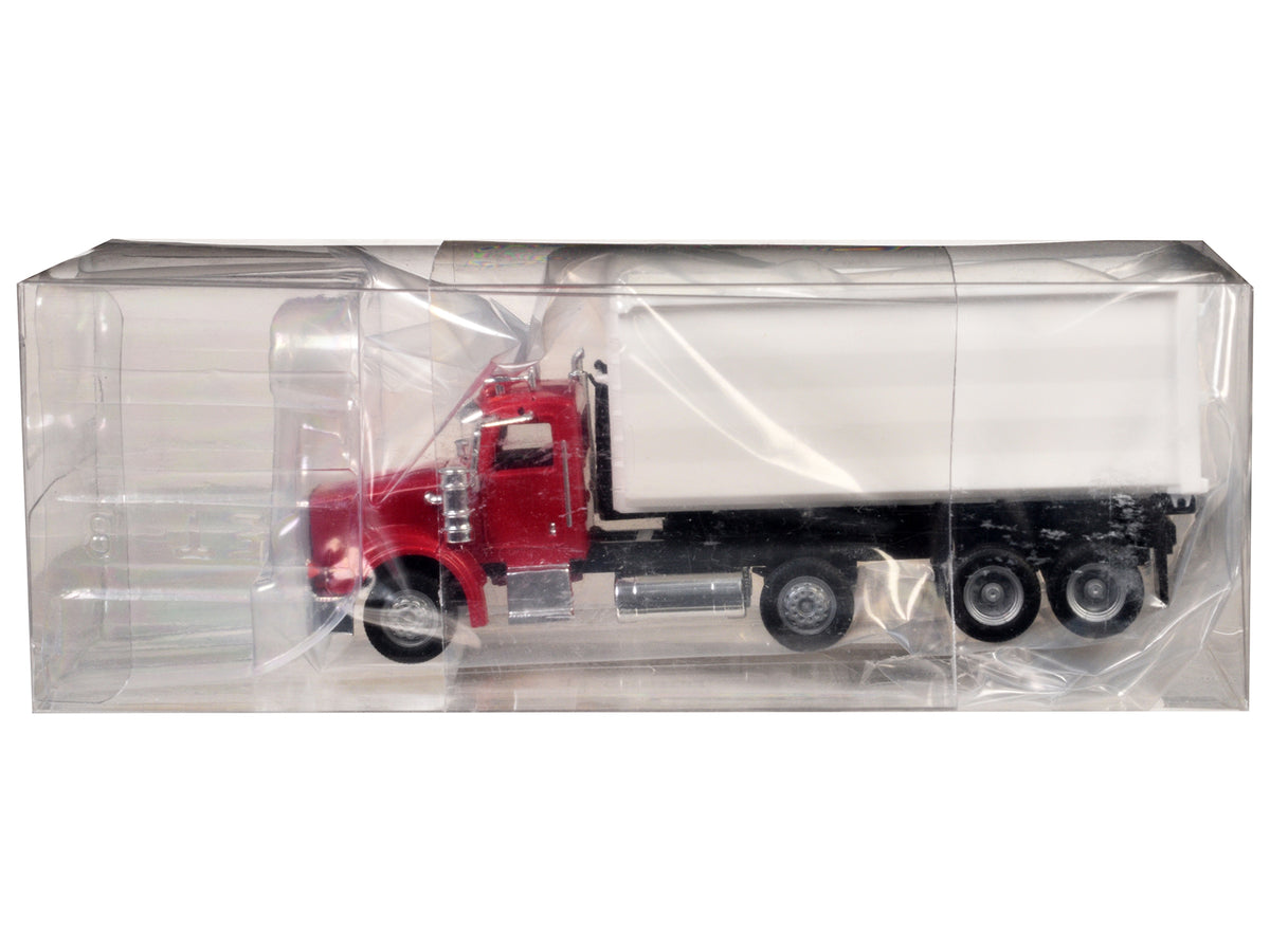 Peterbilt 367 Roll-Off Dump Truck Red with White Box 1/87 (HO) Plastic Model