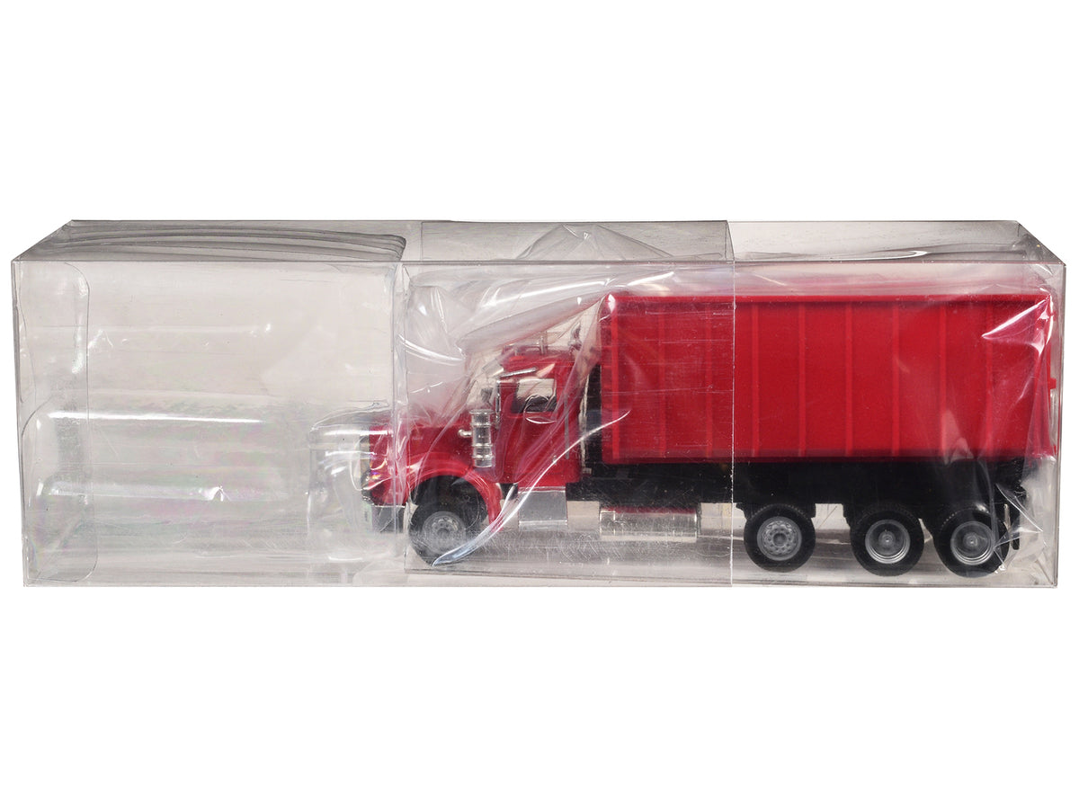 Peterbilt 367 Roll-Off Dump Truck Red with Red Box 1/87 (HO) Plastic Model