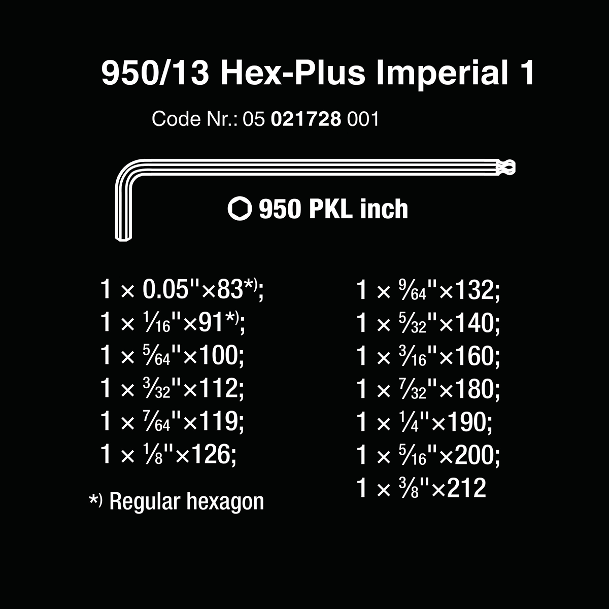 Wera SAE BlackLaser L-Key Hex-Plus Set (13 Piece)