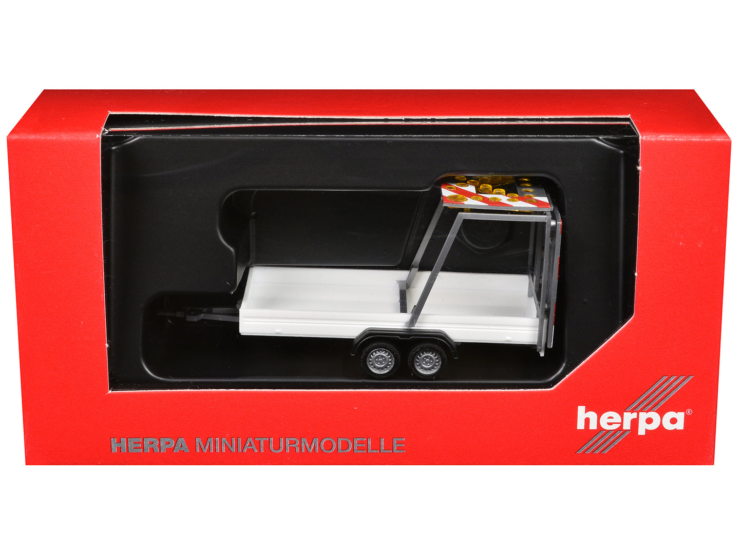 Road Maintenance Trailer White with Striped Top 1/87 (HO) Plastic Model