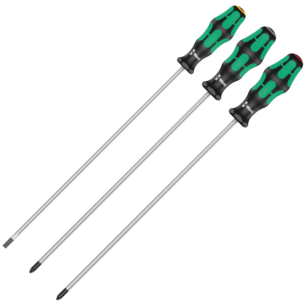 Wera Kraftform Plus Long Shaft Screwdrivers - 300 mm Long Shafts (3 Piece Set)