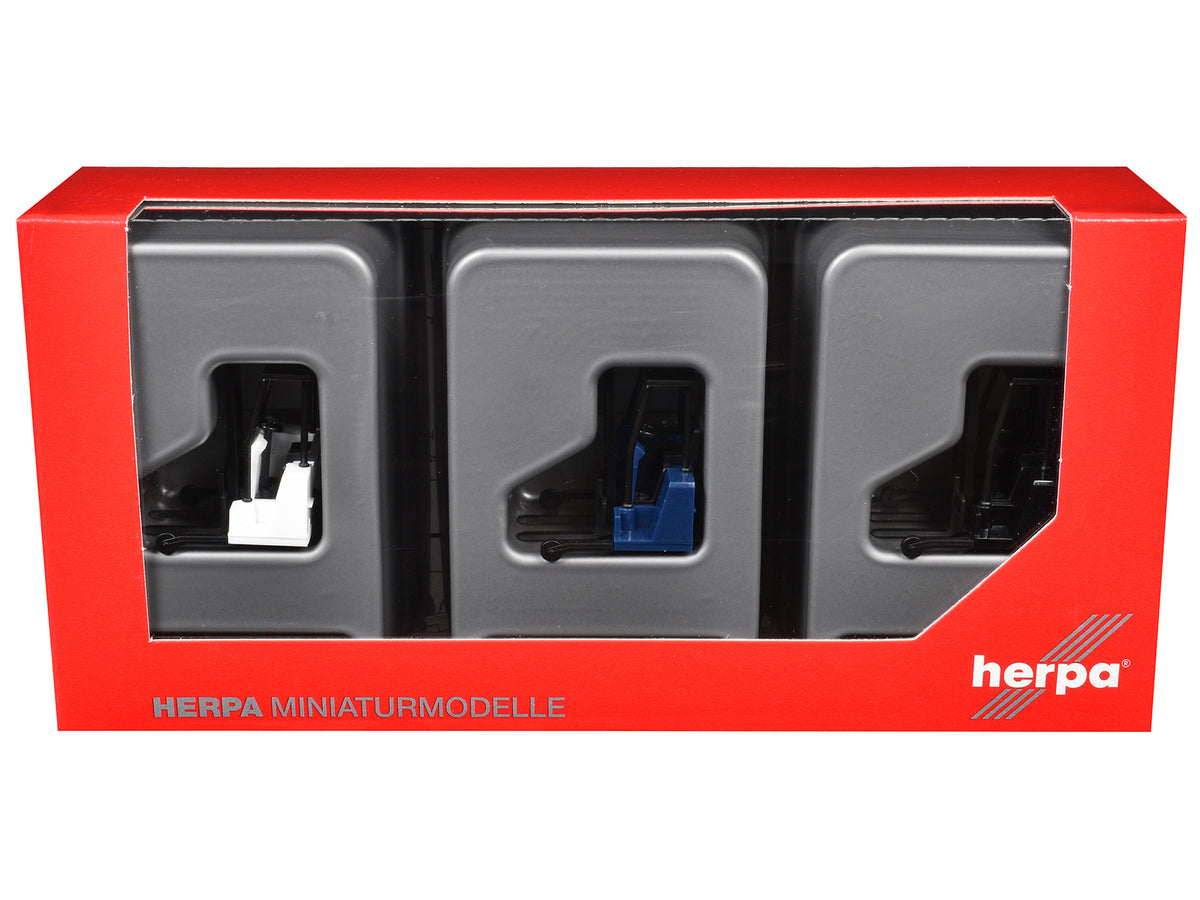 Forklifts with Trailer Bumper 3 Piece Set 1/87 (HO) Plastic Models by Promotex