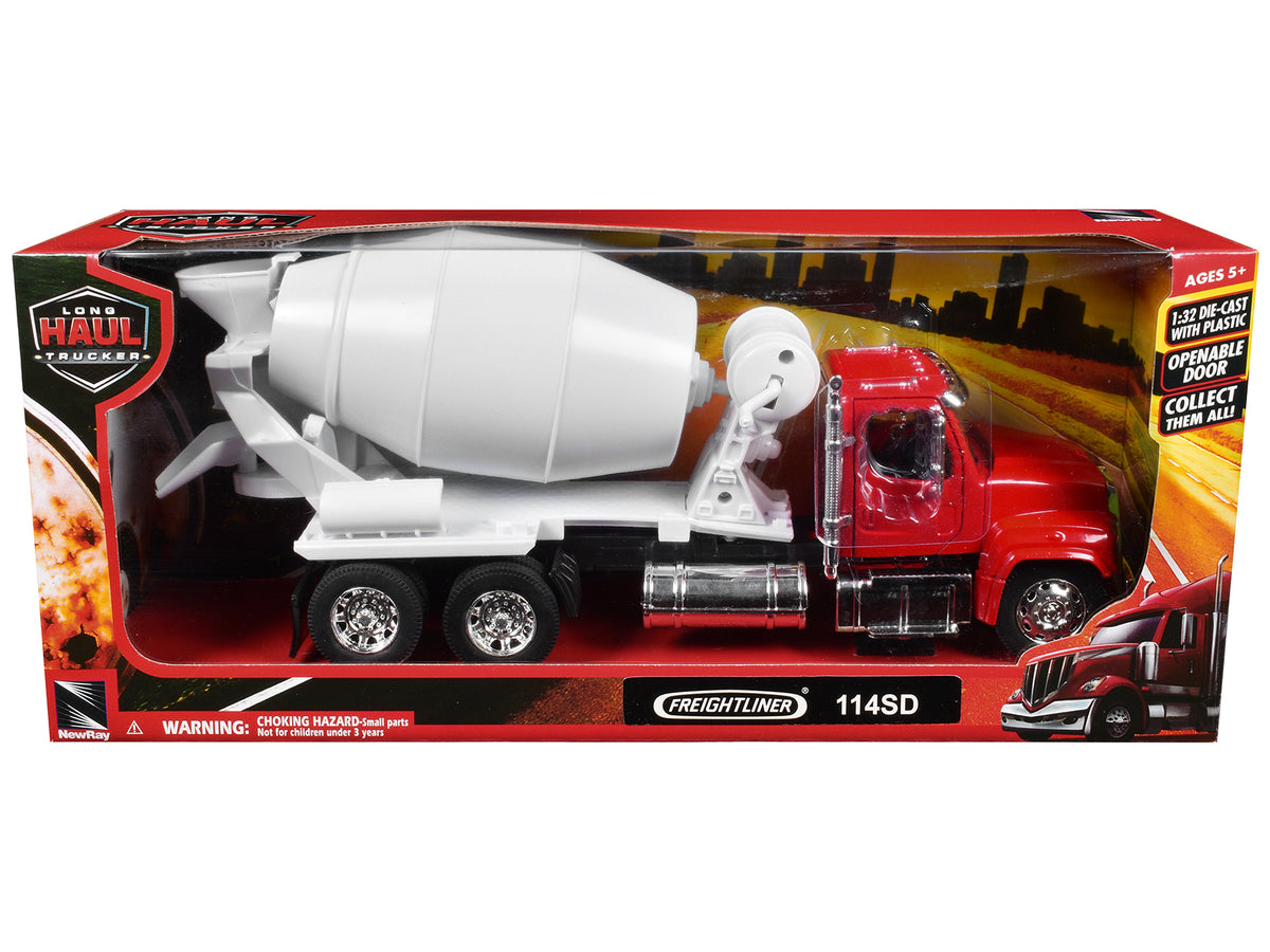 Freightliner 114SD Cement Mixer Red White 1/32 Diecast Model Car - New Ray