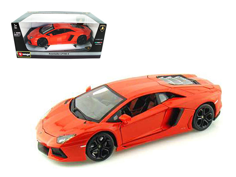 2012 Lamborghini Aventador LP700-4 Orange 1/18 Diecast Model Car - Bburago