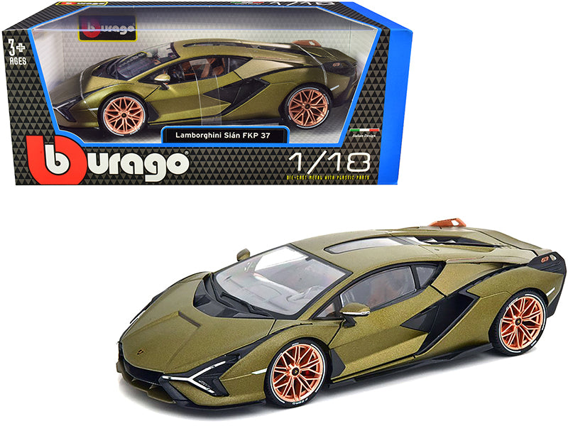 Lamborghini Sian FKP 37 Matt Green Metallic 1/18 Diecast Model Car - Bburago