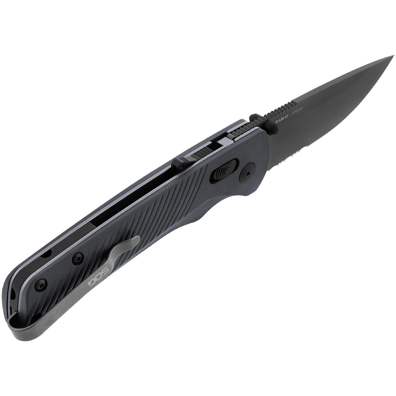 SOG Flash AT Partially Serrated 3.45" Folding Pocket Knife (Urban Grey)