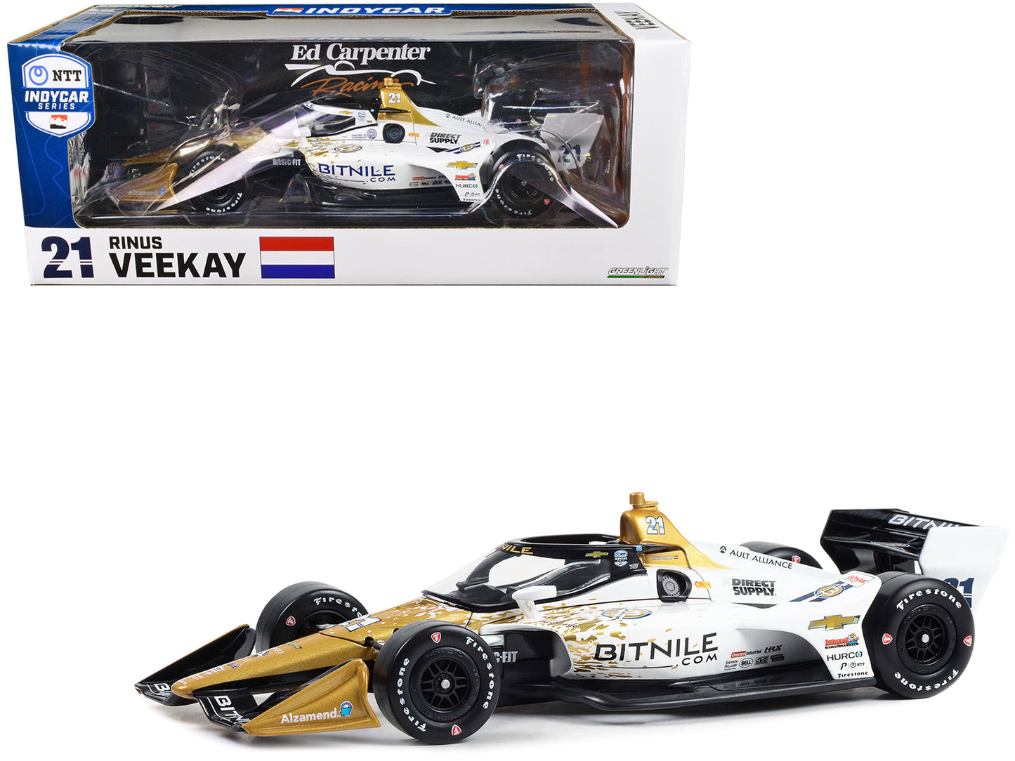 GreenLight Dallara IndyCar #21 Rinus VeeKay "Bitnile" Ed Carpenter Racing (Road Course Configuration) "NTT Series" (2023) 1/18 Diecast Model Car by <h2>Dallara Greenlight</h2> <p>High-quality perfect