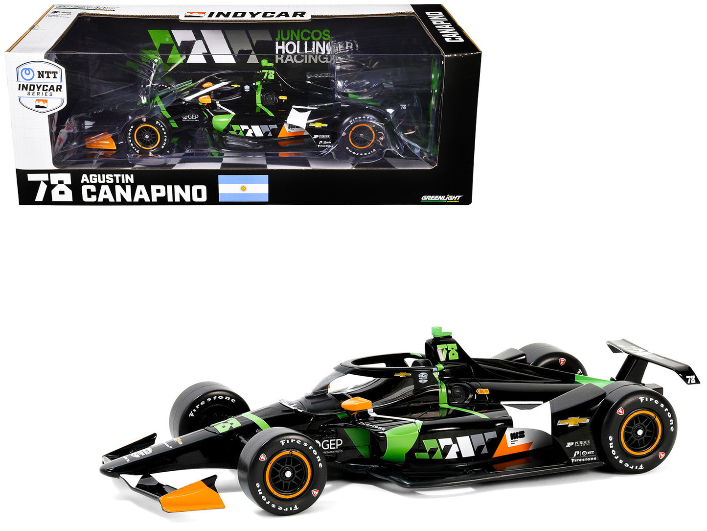 GreenLight Dallara IndyCar #78 Agustin Canapino "JHR" Juncos Hollinger Racing "NTT Series" (2024) 1/18 Diecast Model Car by <h2>Dallara Greenlight</h2> <p>High-quality perfect for collectors and enthu
