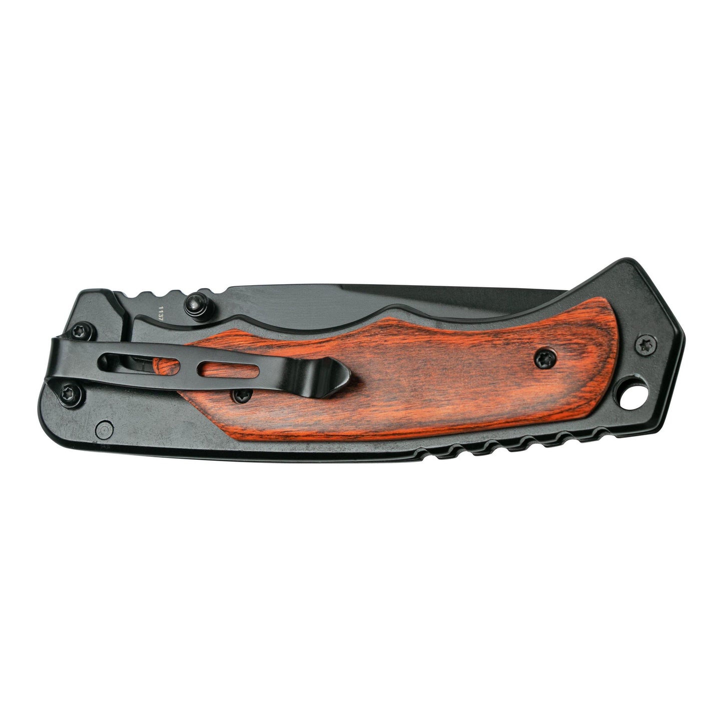 Smith & Wesson 3.7″ Folding Pocket Knife (Black with Wood Overlays)