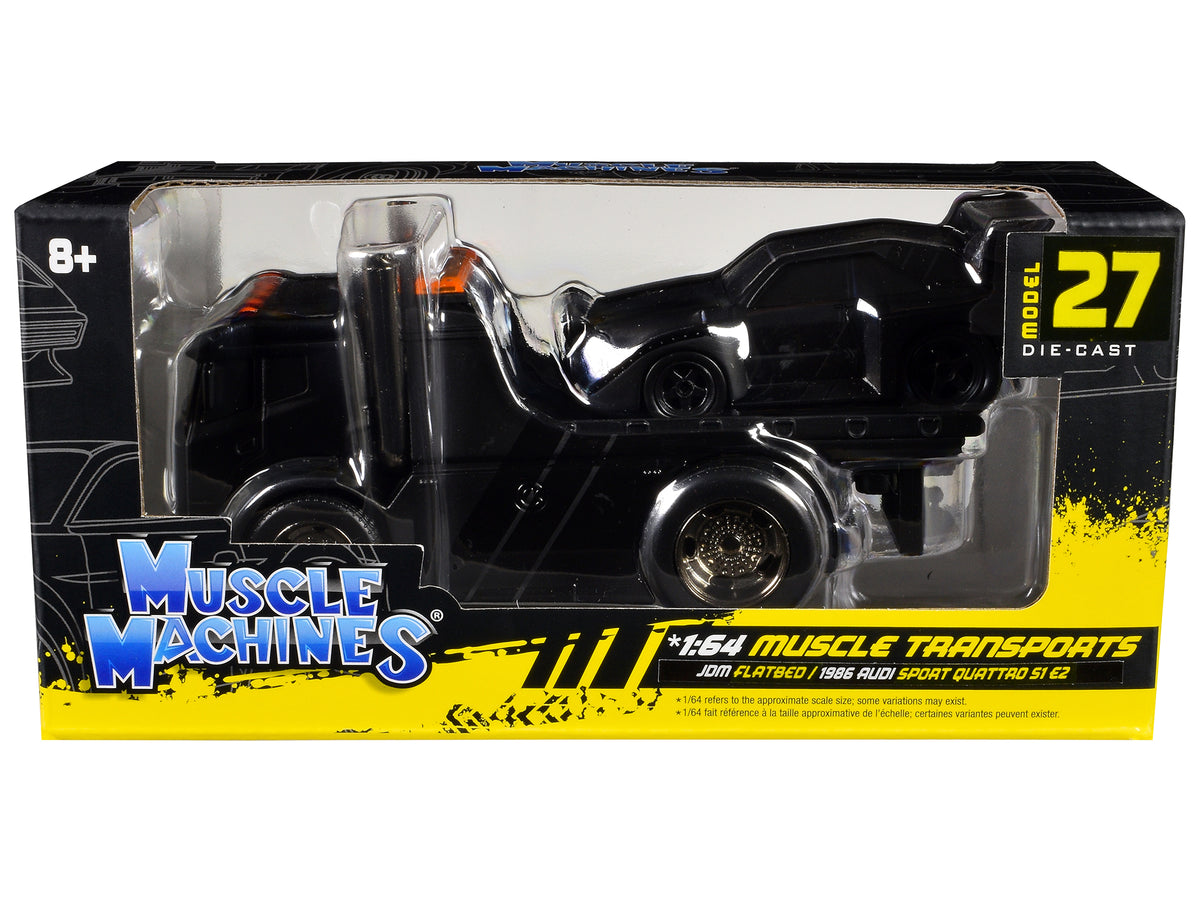 JDM Flatbed Truck Matt 1986 Audi Sport Quattro S1 E2 Matt Black Transports 1/64