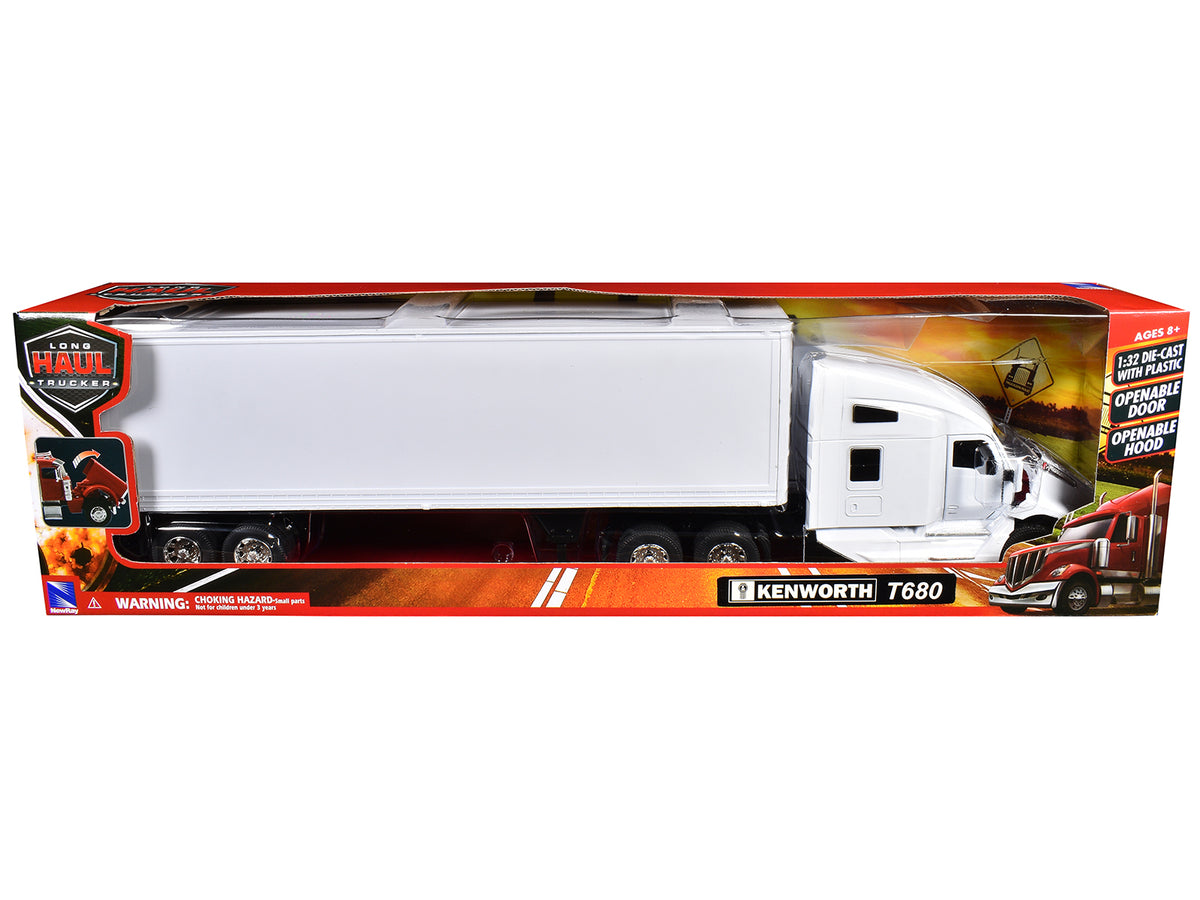 Kenworth T680 Truck White Dry Van Trailer White 1/32 Diecast Model - New Ray
