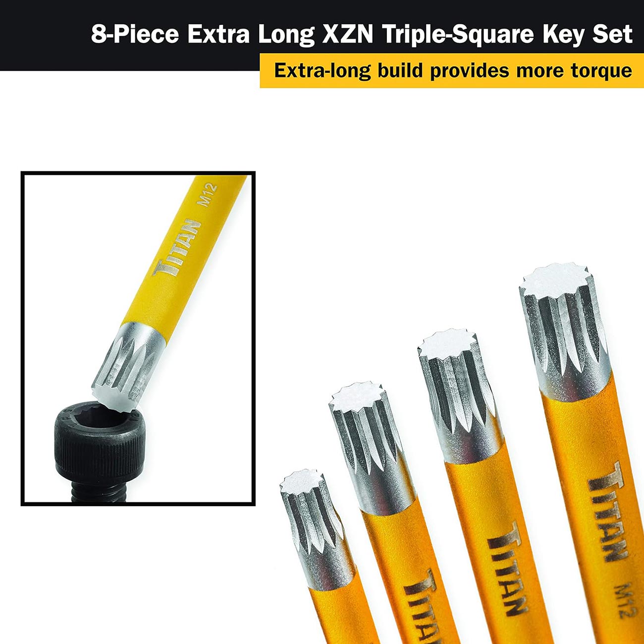 Titan Extra-Long Triple-Square Key Set (8 Piece Set)