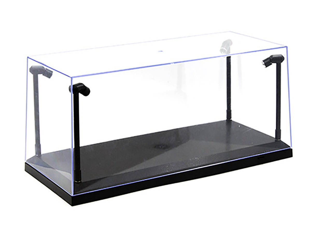 Collectible Display Show Case with LED Lights & Black Base for 1/24 1/18 Models