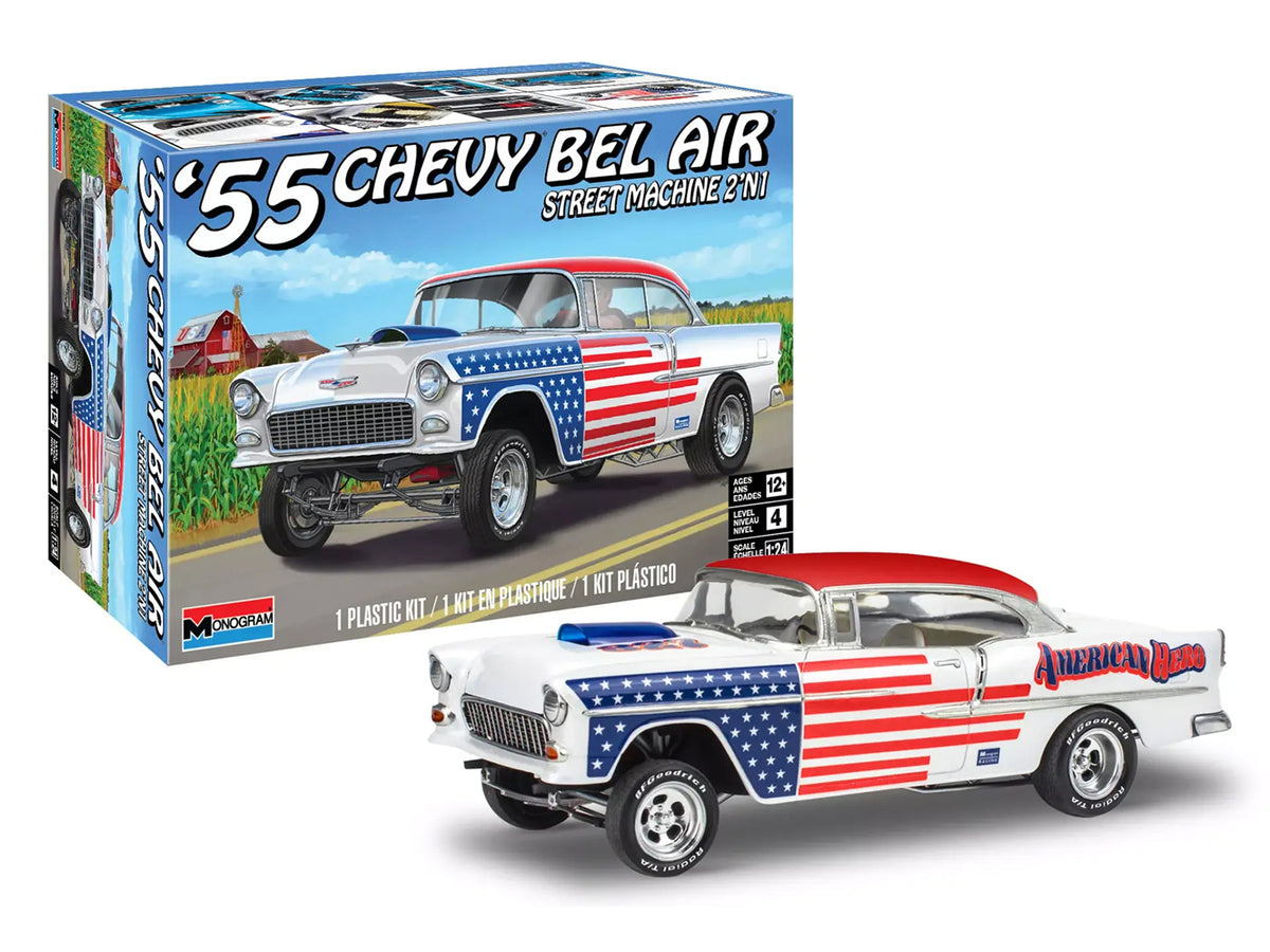 Level 4 Model Kit 1955 Chevrolet Bel Air Street Machine 2-in-1 Kit 1/24 Scale