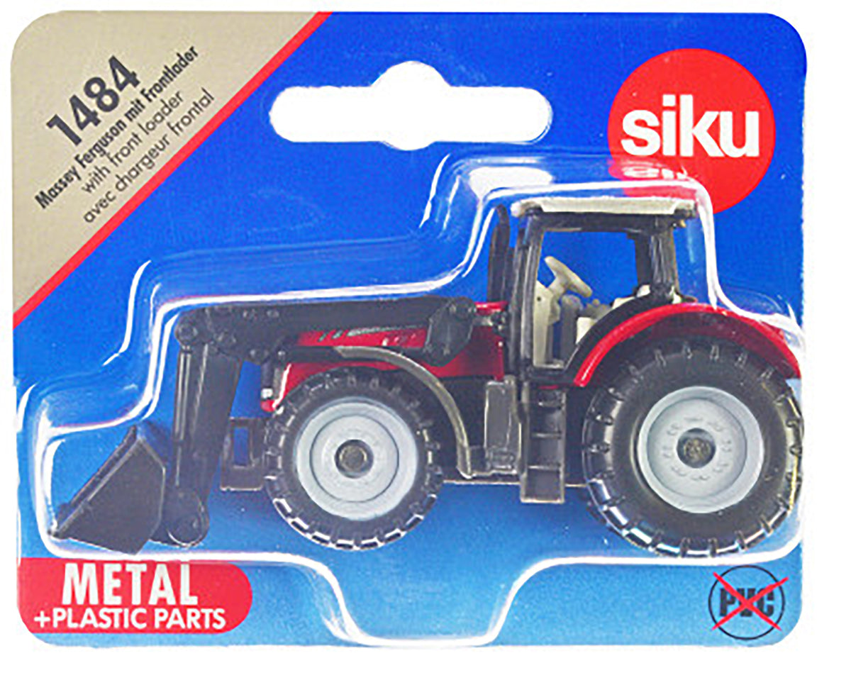 Massey Ferguson Tractor with Front Loader Red with Silver Top Diecast by Siku