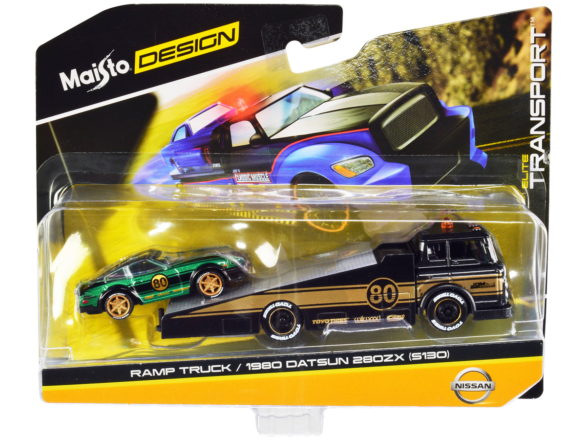 Ramp Truck #80 Dark Gray Metallic Gold Metallic 1/64 Diecast Model - Maisto