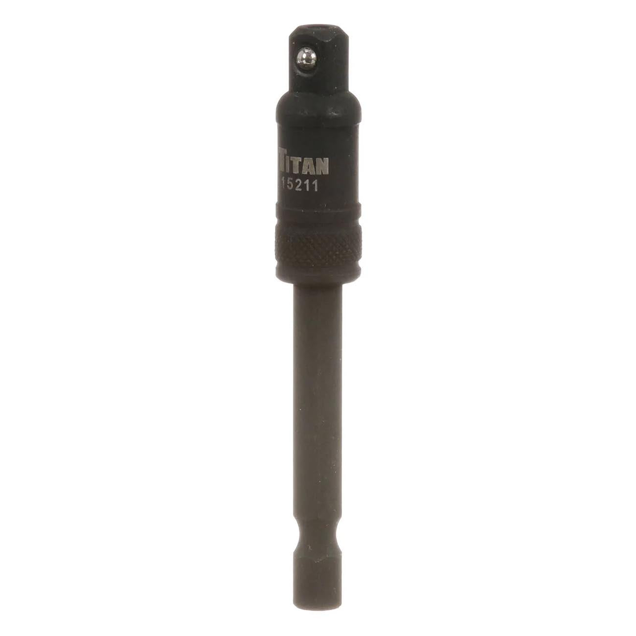 Titan 3" Long - Hex Shank 1/4" Drive to Locking Square Socket Adapter