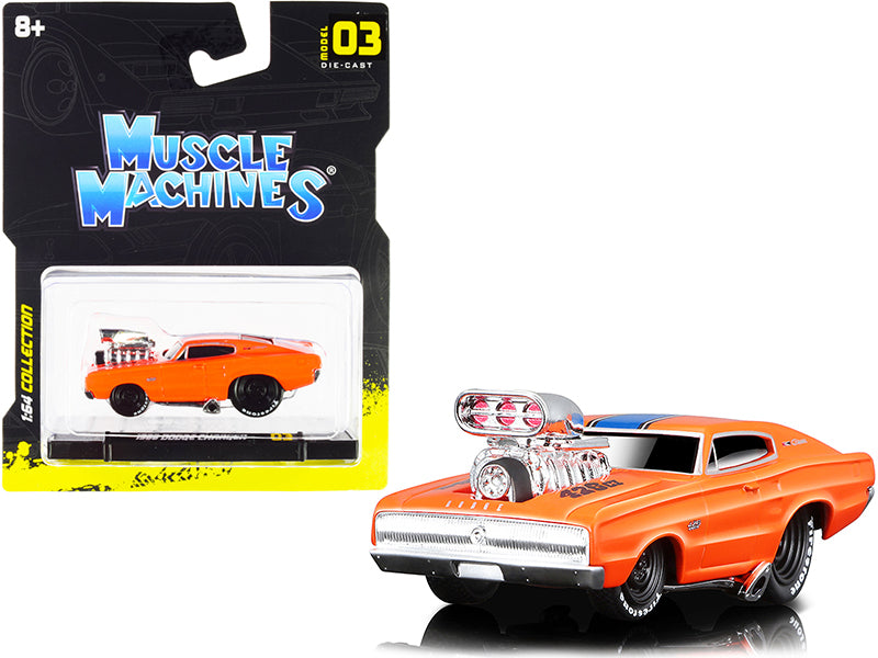 1966 Dodge Charger 426 C.I. Orange with Blue Stripe 1/64 Diecast