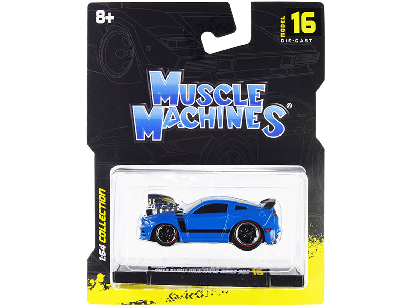 2013 Ford Mustang Boss 302 Light Blue with Black Stripes 1/64 Diecast
