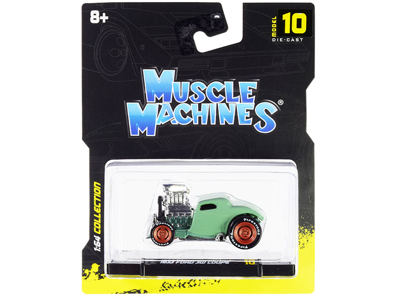1933 Ford 3W Coupe Light Green 1/64 Diecast by Muscle Machines