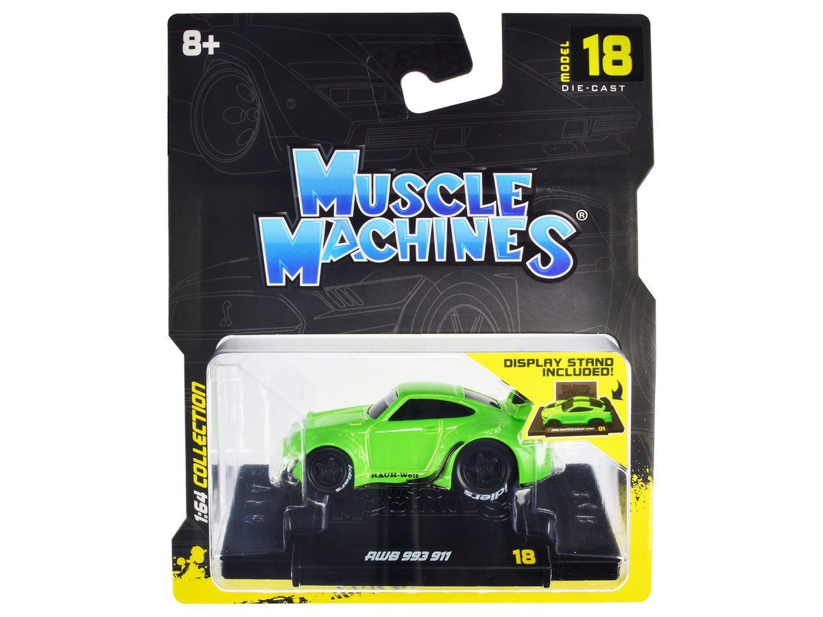 RWB 911 993 Bright Green "RAUH-Welt BEGRIFF" 1/64 Diecast by Muscle Machines