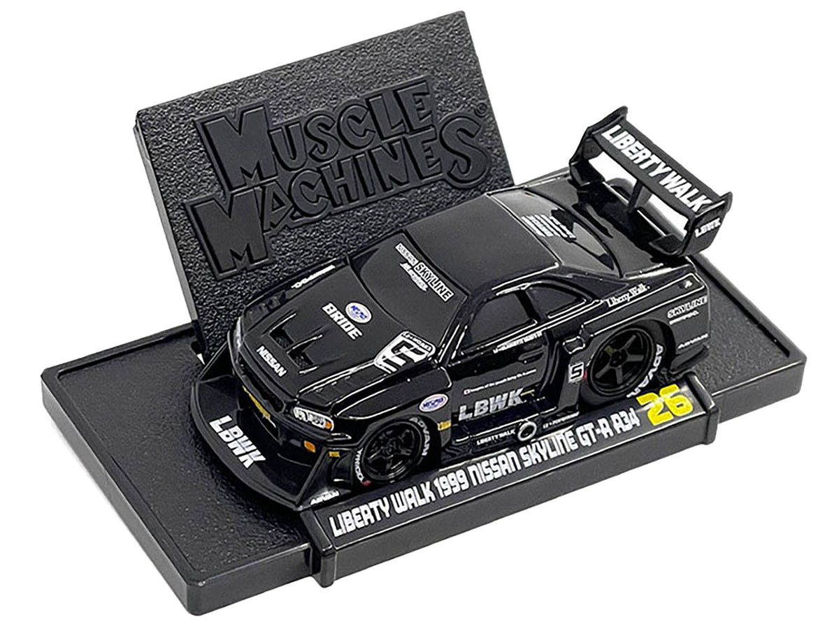 1999 Nissan Skyline GT-R (R34) #5 "Liberty Walk" Black 1/64 Diecast