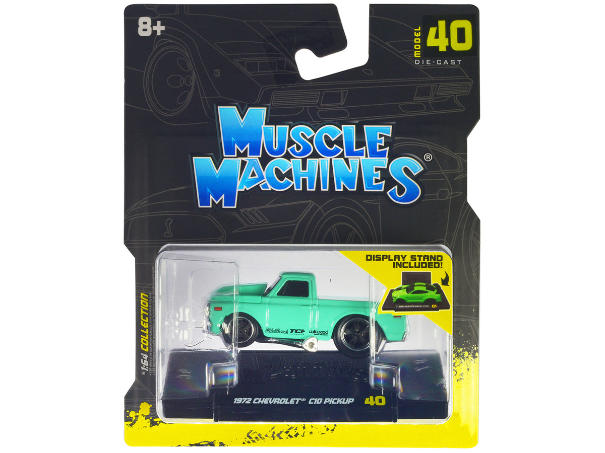 1972 Chevrolet C10 Pickup Truck Light Green 1/64 Diecast by Muscle Machines