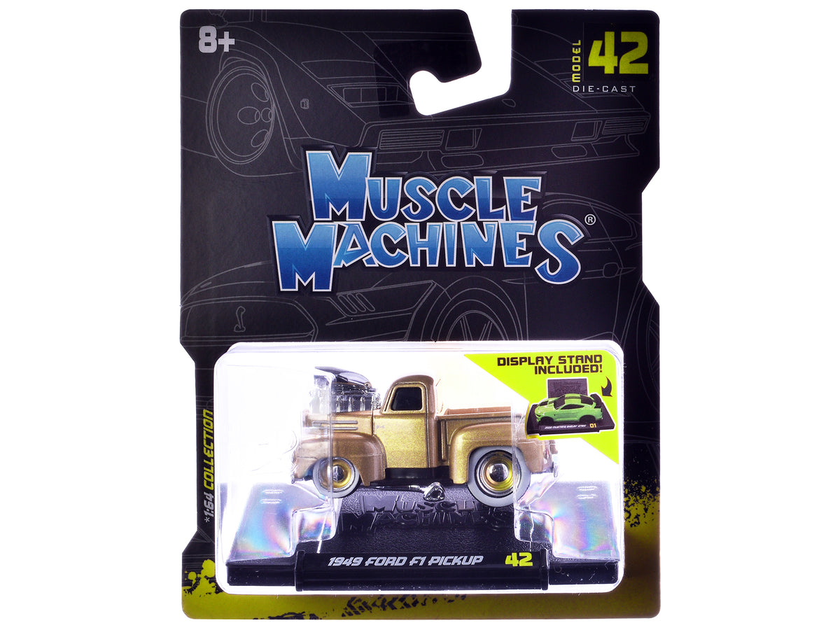 1949 Ford F1 Pickup Truck Gold Metallic 1/64 Diecast by Muscle Machines