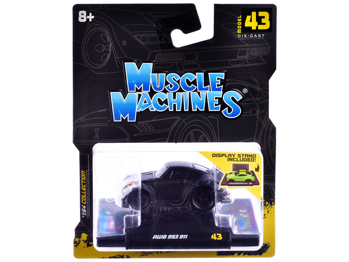 RWB 993 911 Matt Black 1/64 Diecast by Muscle Machines