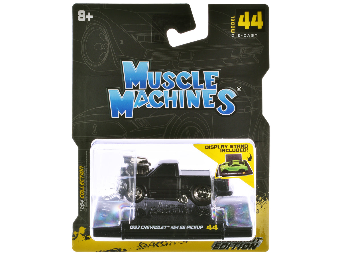 1993 Chevrolet 454 SS Pickup Truck Matt Black "Blackout Edition" 1/64 Diecast