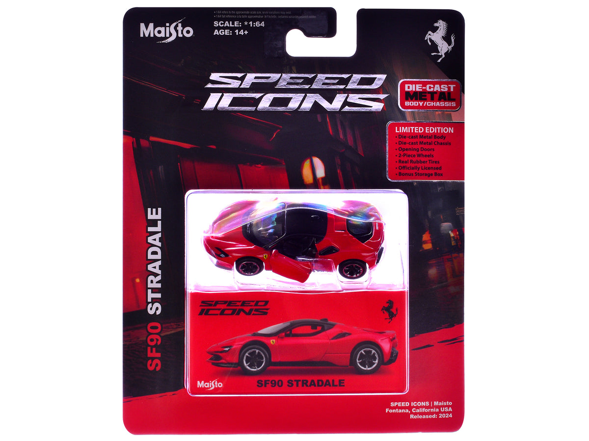 Ferrari SF90 Stradale Red with Black Top "Speed Icons" 1/64 Diecast Model Car