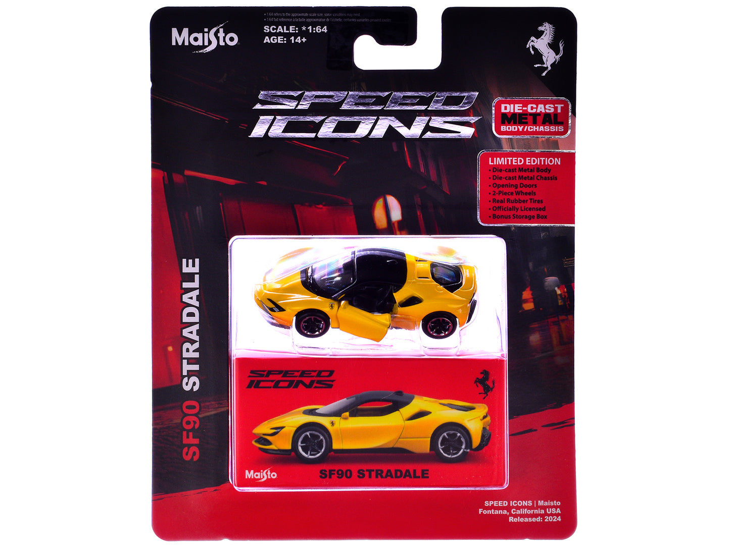 Maisto Ferrari SF90 Stradale Yellow with Black Top "Speed Icons" Series 1/64 Diecast Model Car by <h2>Ferrari Maisto</h2> <p>High-quality perfect for collectors and enthusiasts. Features detailed inte