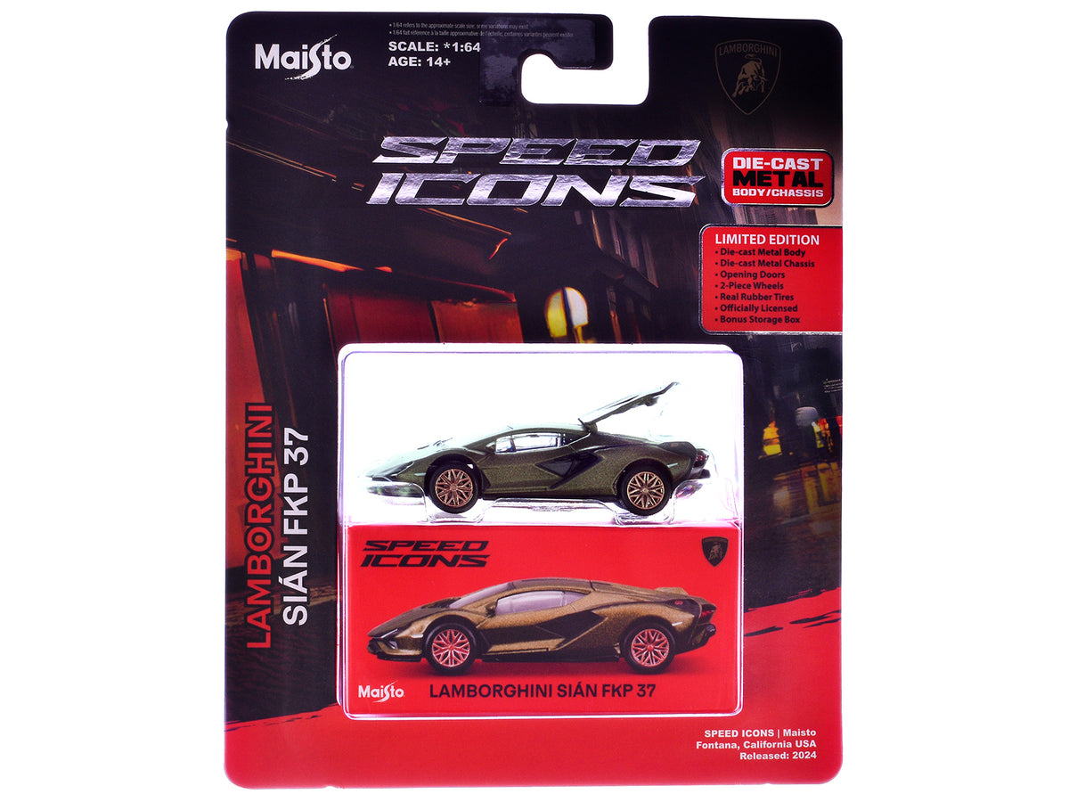 Lamborghini Sian FKP 37 Green Metallic "Speed Icons" 1/64 Diecast Model Car