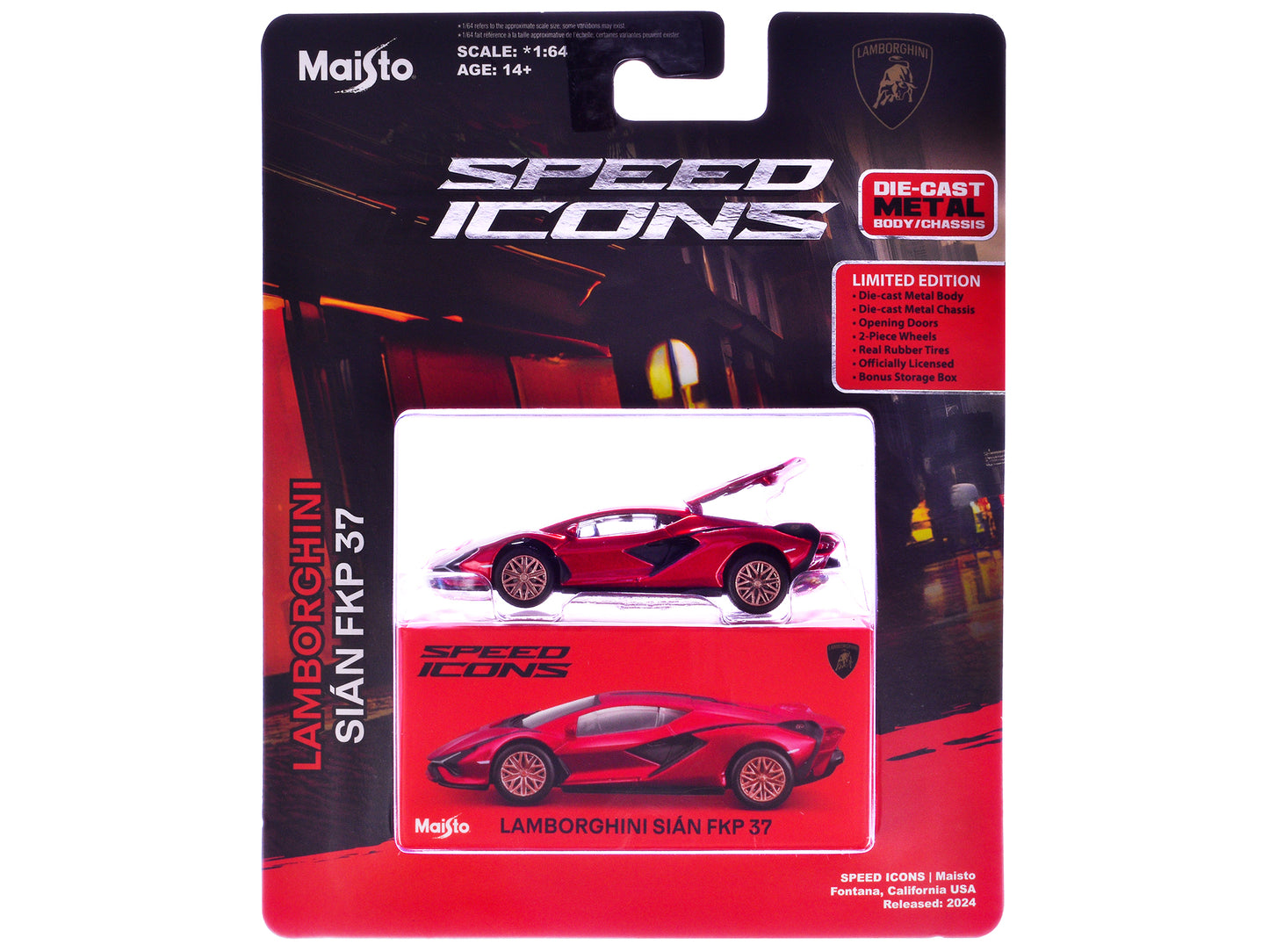 Maisto Lamborghini Sian FKP 37 Red Metallic "Speed Icons" Series 1/64 Diecast Model Car by <h2>Lamborghini Maisto</h2> <p>High-quality perfect for collectors and enthusiasts. Features detailed interio