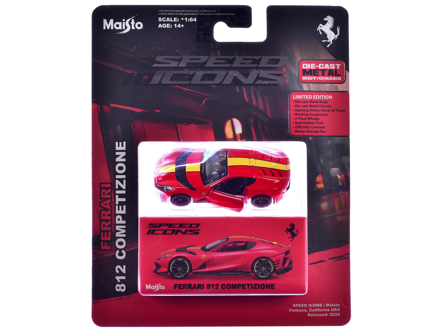 Maisto Ferrari 812 Competizione Red with Yellow Stripe "Speed Icons" Series 1/64 Diecast Model Car by <h2>Ferrari Maisto</h2> <p>High-quality perfect for collectors and enthusiasts. Features detailed
