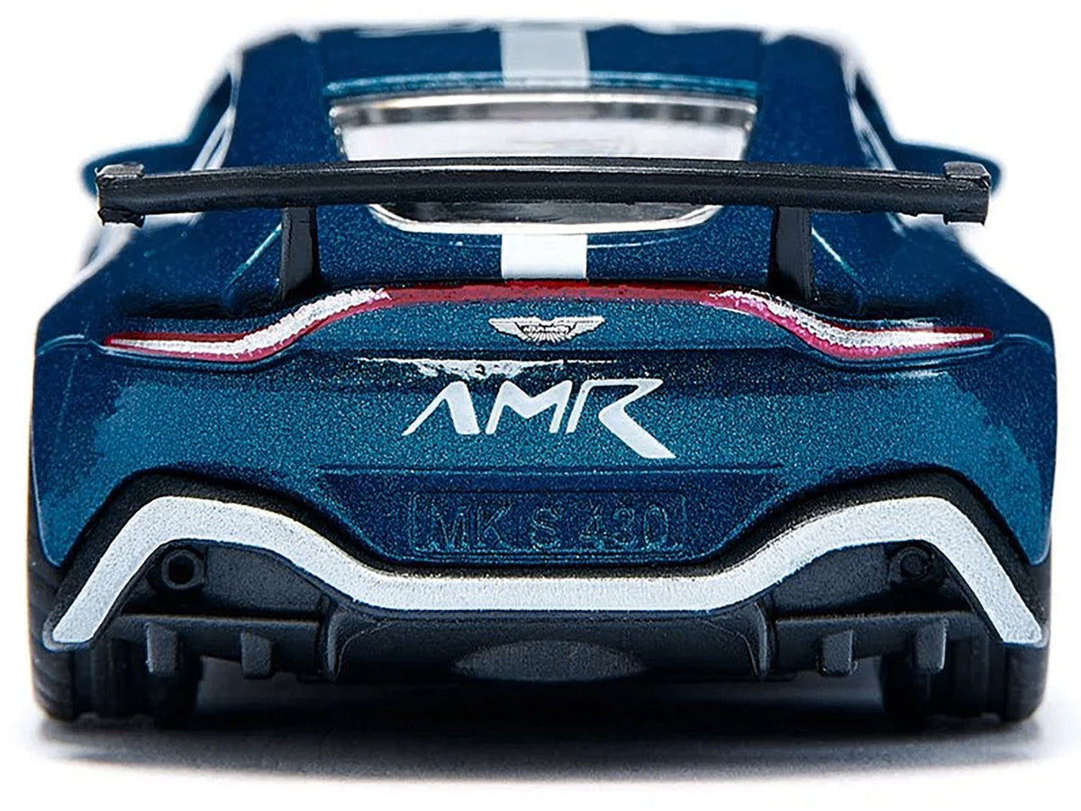 Aston Martin Vantage GT4 Blue Metallic with White Stripes Diecast by Siku