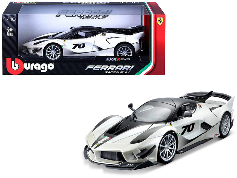 Ferrari FXX-K Evo #70 White 1/18 Diecast Model Car - Bburago