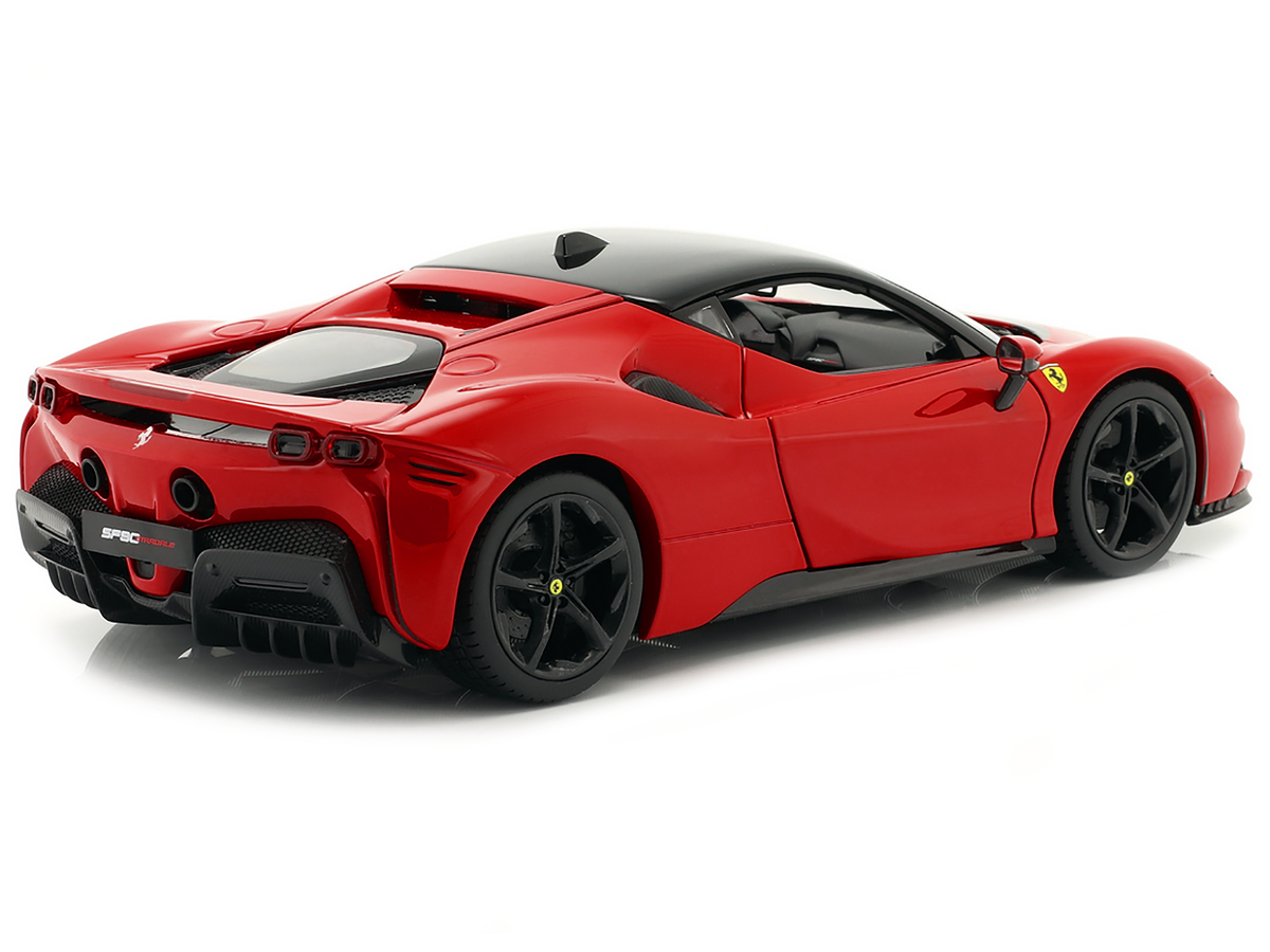 Ferrari SF90 Stradale Red with Black Top 1/18 Diecast Model Car - Bburago