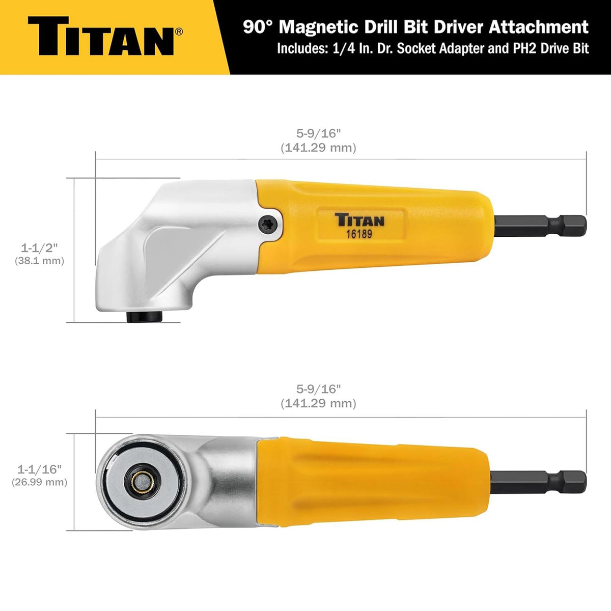 Titan Tools 90 Degree Magnetic Right Angle Drill Attachment