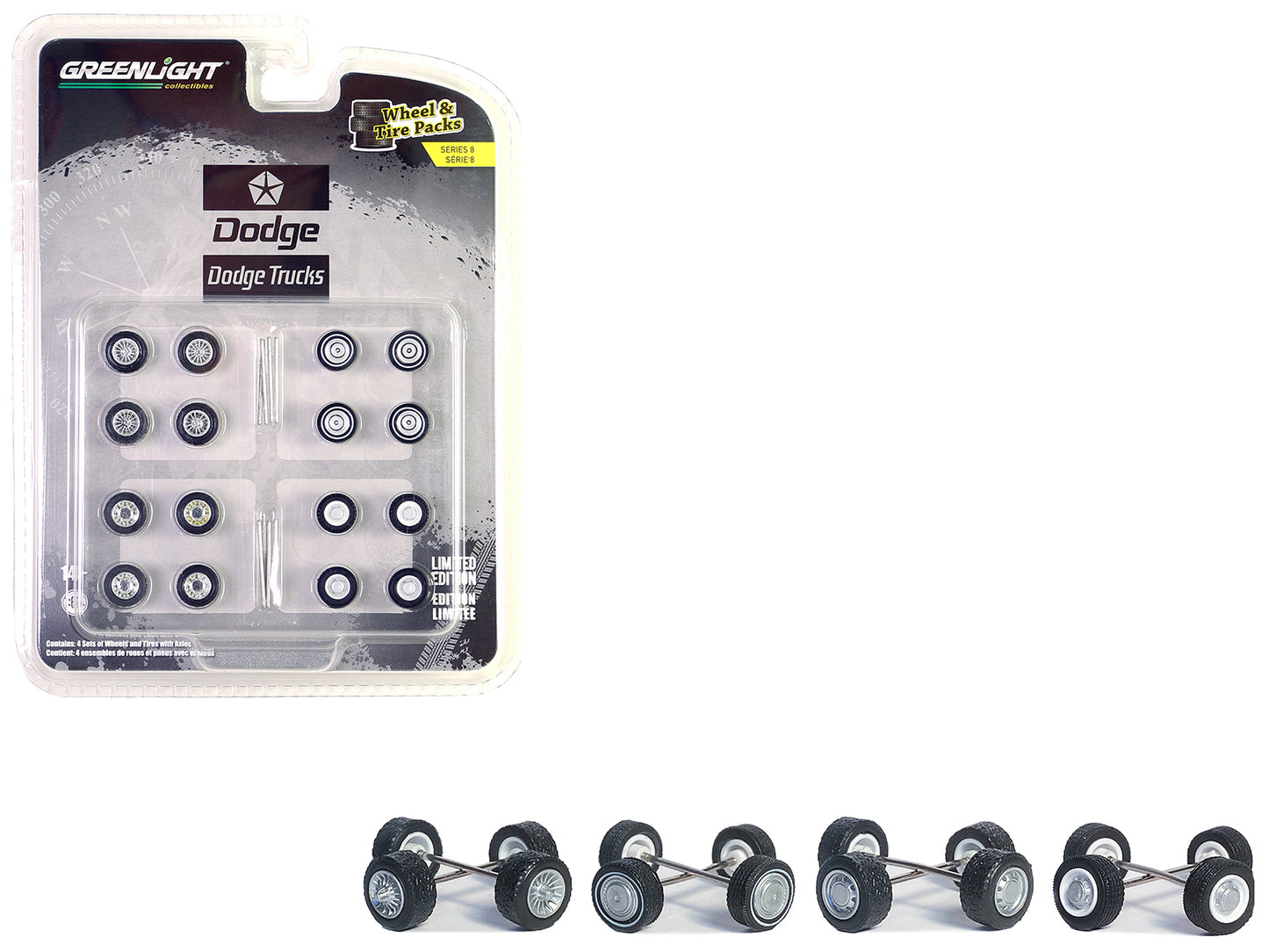 GreenLight "First Generation (1981-93) Dodge Trucks" Wheels and Tires Multipack Set of 24 pieces "Wheel & Tire Packs" Series 8 1/64 by <h2>"First Greenlight</h2> <p>High-quality diecast model car perf