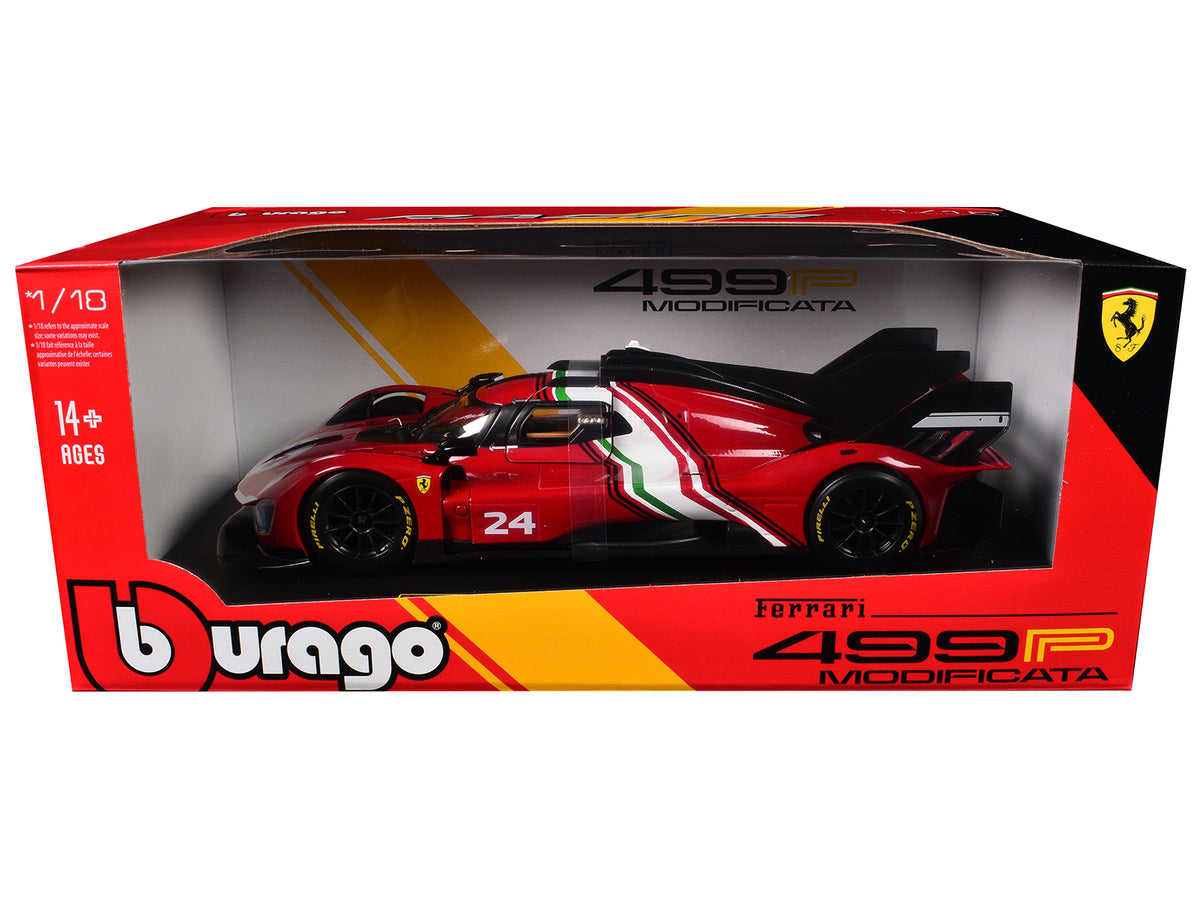 Ferrari 499P Modificata #24 Red Italian Flag 1/18 Diecast Model Car - Bburago