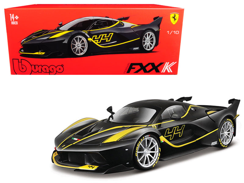 Ferrari FXX-K #44 Black Yellow Stripes 1/18 Diecast Model Car - Bburago