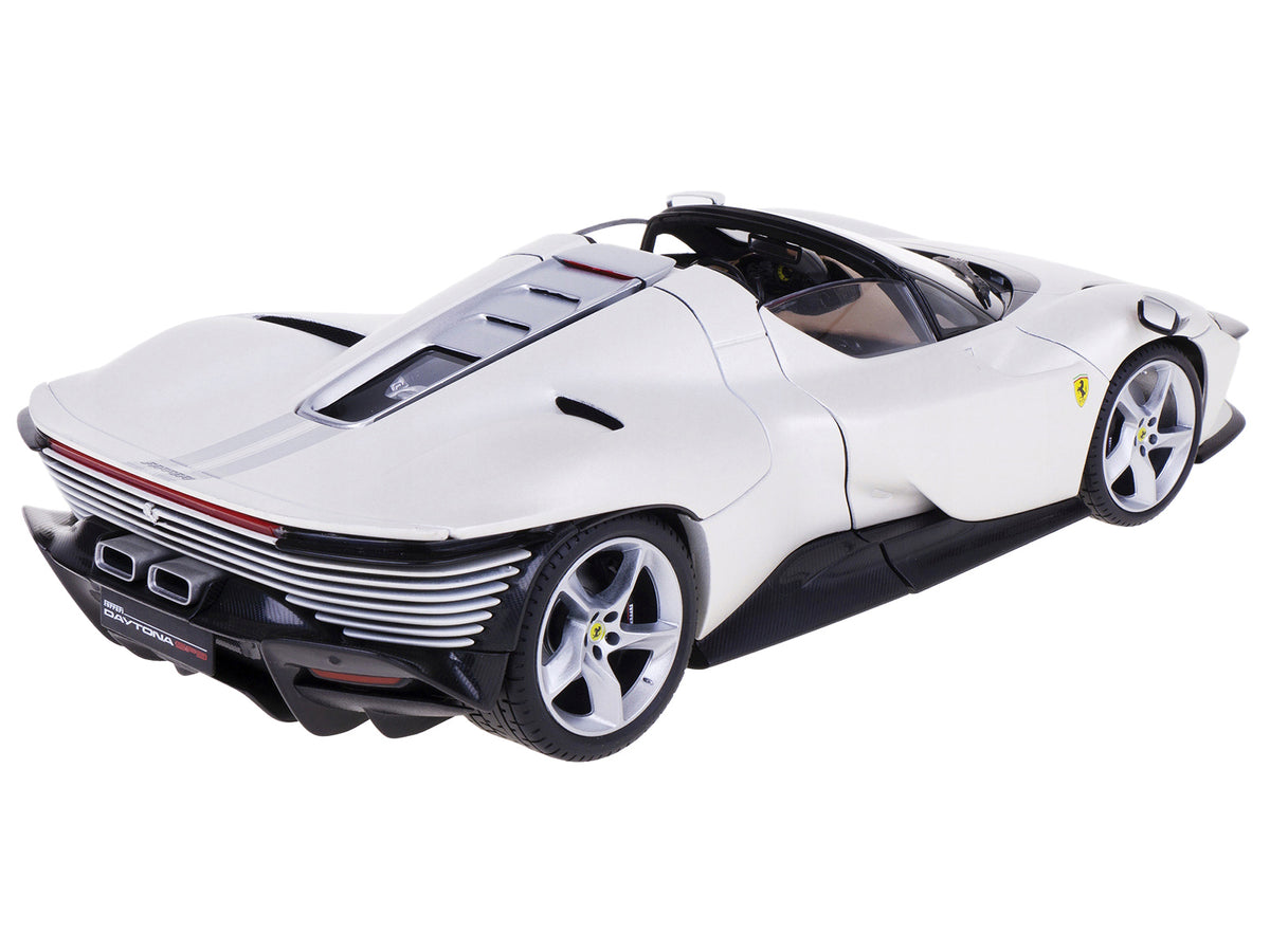 Ferrari Daytona SP3 White Metallic Silver 1/18 Diecast Model Car - Bburago