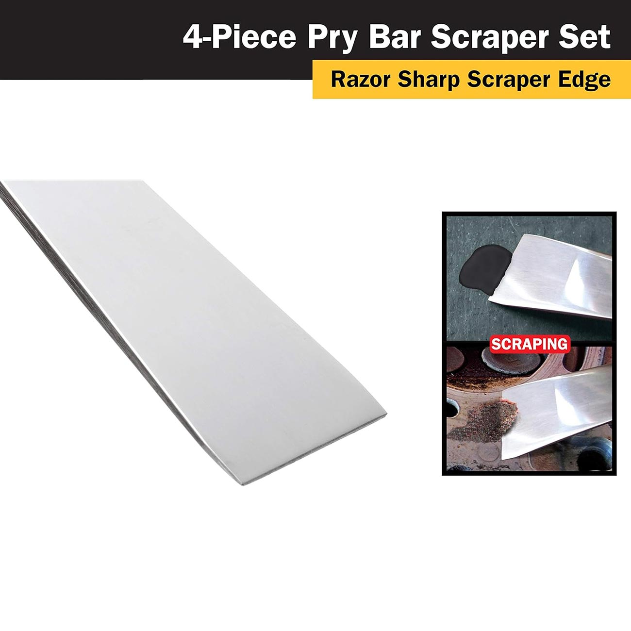Titan Stainless Steel Pry Bar Scraper Set (4 Piece Set)