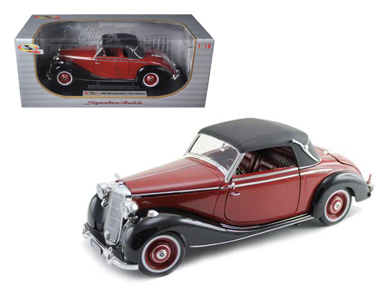 1950 Mercedes Benz 170S Cabriolet Burgundy & Black 1/18 Diecast