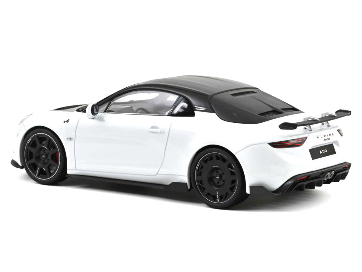 2024 Alpine A110 R Pearl White Metallic with Carbon Hood and Top 1/18 Diecast