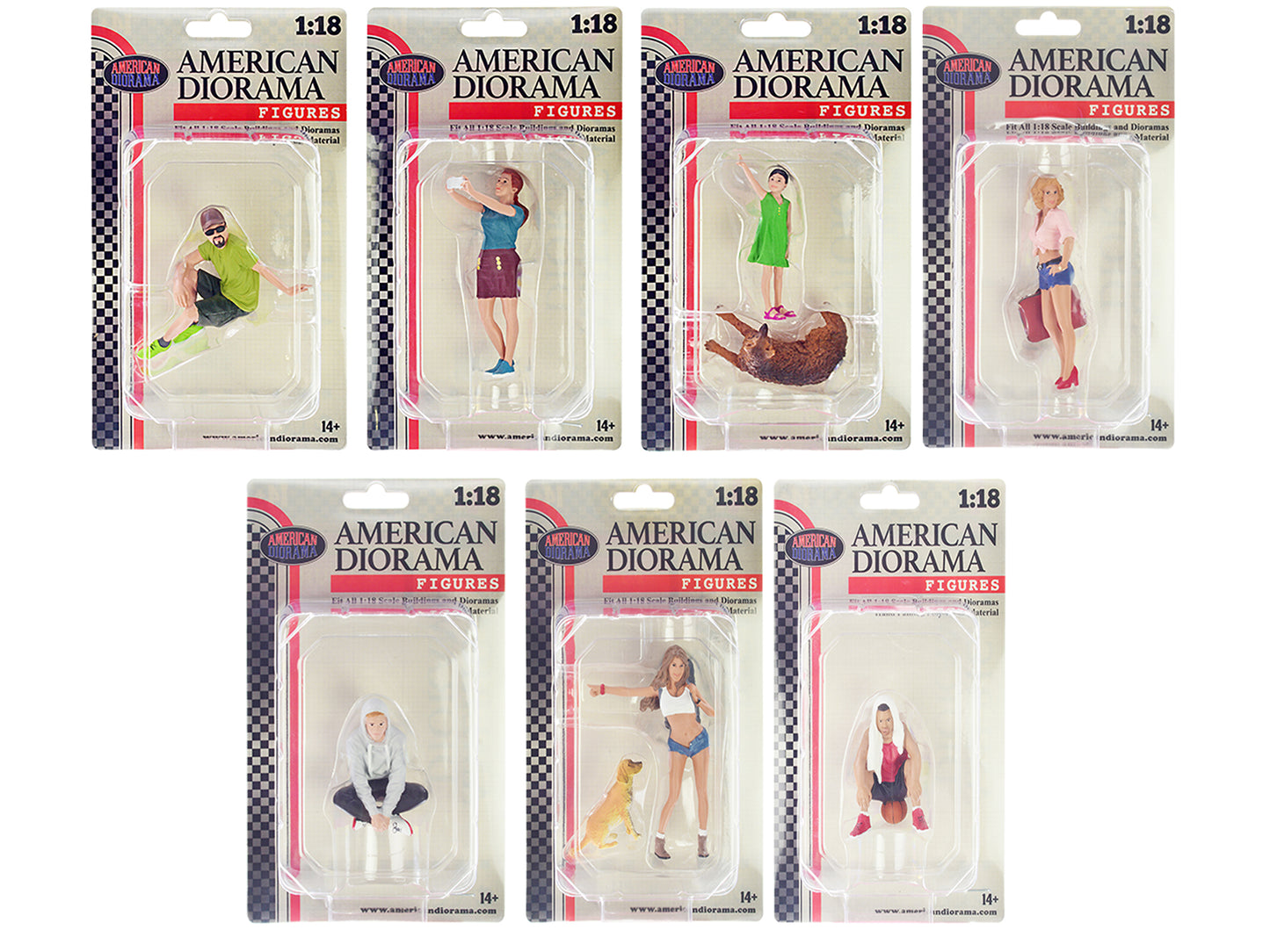 "Figure18 Series 1" 9 piece Figure Set for 1/18 Scale Models by American Diorama <h2>"Figure18 Diorama</h2> <p>High-quality diecast model car perfect collectors and enthusiasts. Features detailed inte