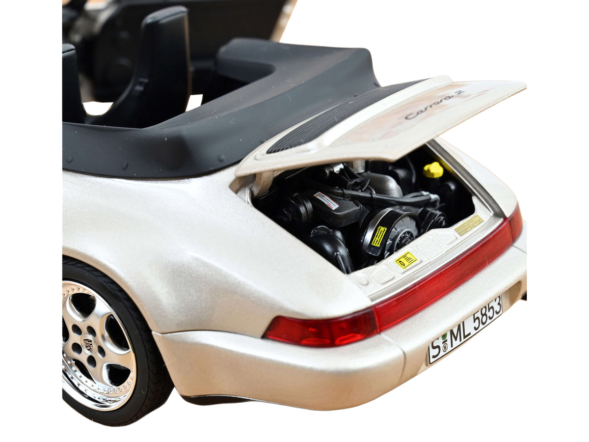 1992 Porsche 911 Carrera 2 Turbo Look Cabriolet Zermatt Silver 1/18 Diecast