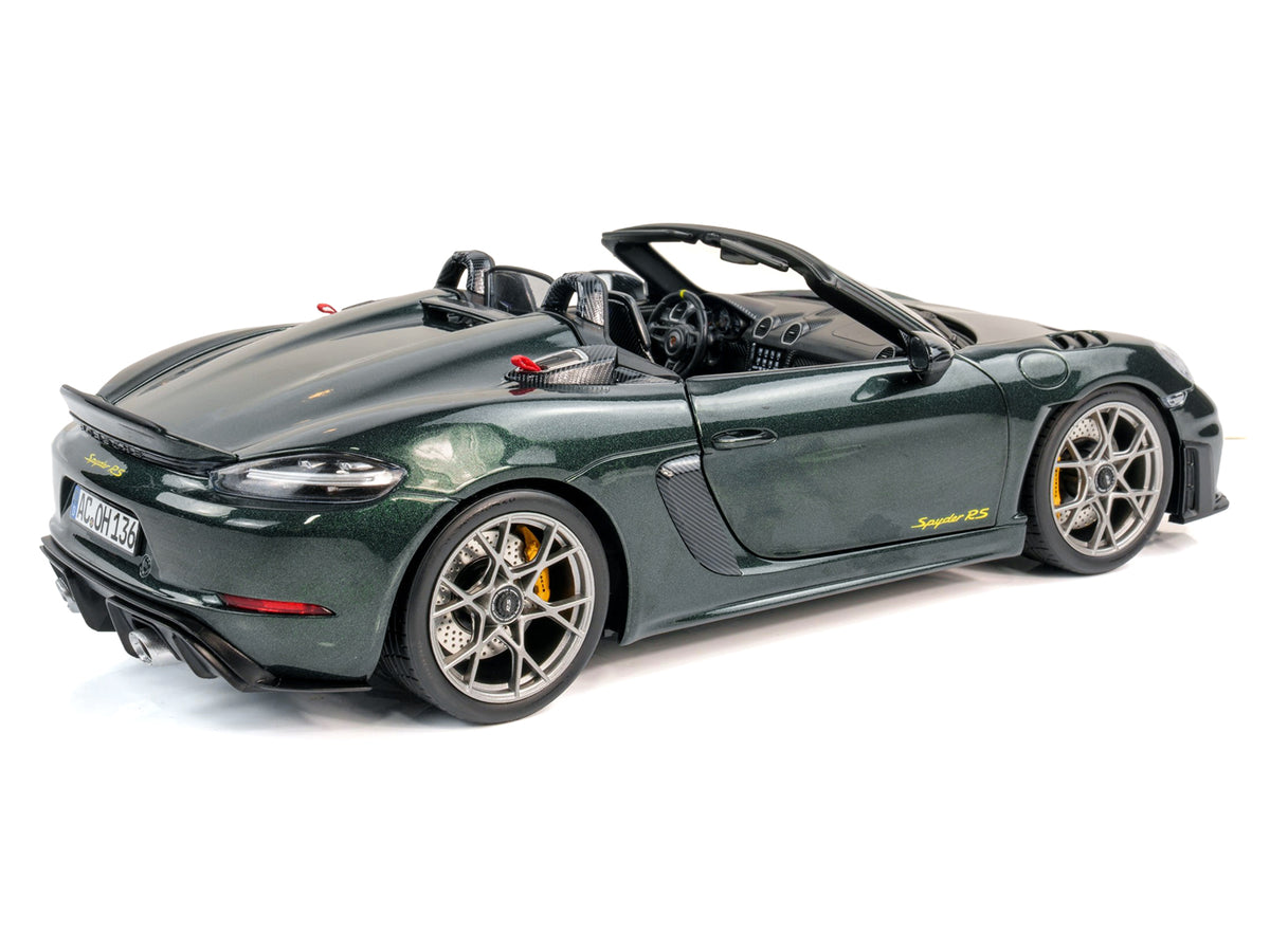 2023 Porsche 718 Spyder RS Weissach Pack Forest Carbon Hood Stripes 1/18 Diecast